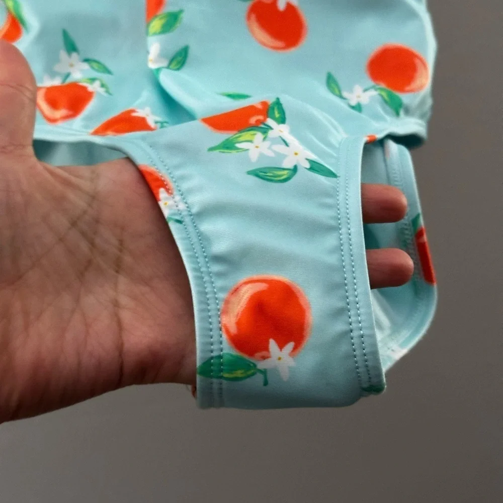Wonder Nation Girls Blue Orange Print Summer Swimsuit size M(7-8)‎